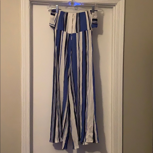 Blue and White Striped Jumpsuit - Picture 2 of 2